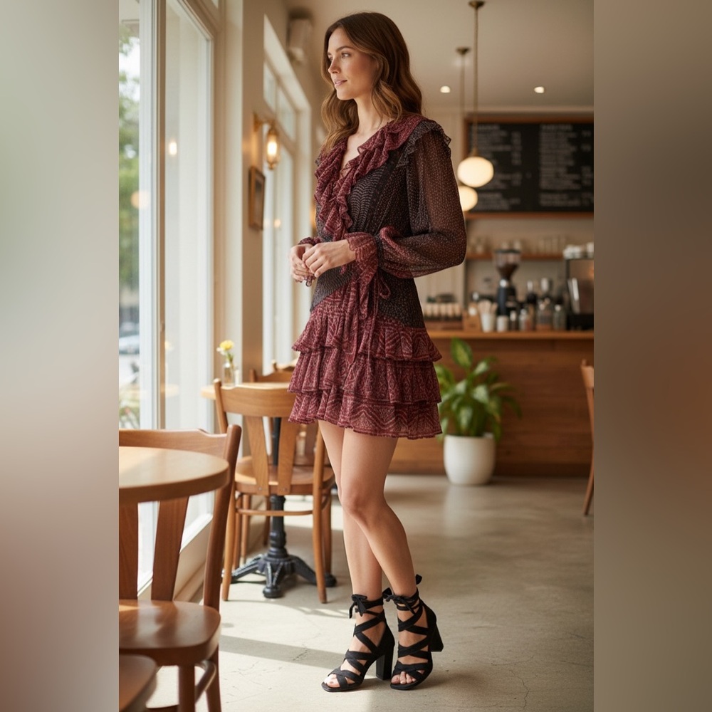 Ulla Johnson Sara Silk Dress Garnet Mini Size 2 New With‎ Tags MSRP: $695